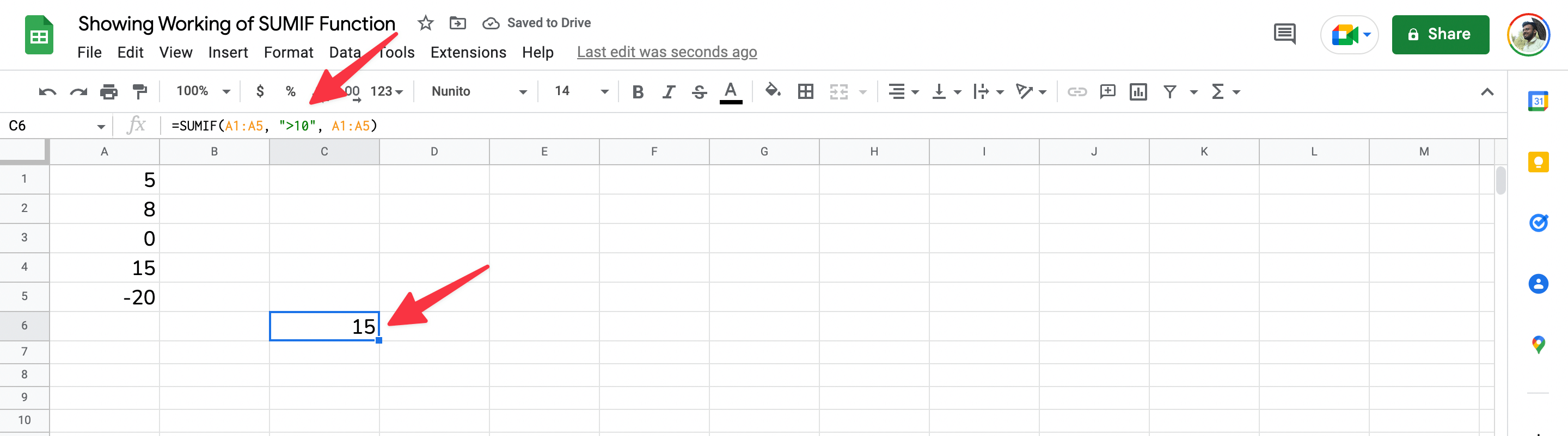 How to Use =SUMIF Function in Microsoft Excel & Google Sheets 2