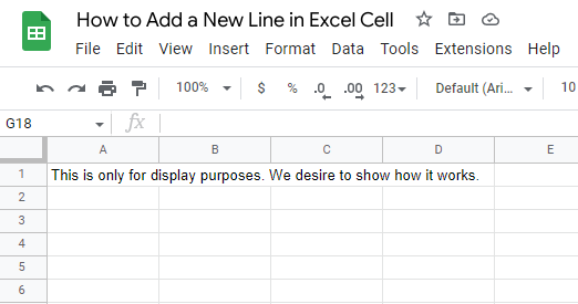 How to Add a New Line in Excel Cell 2