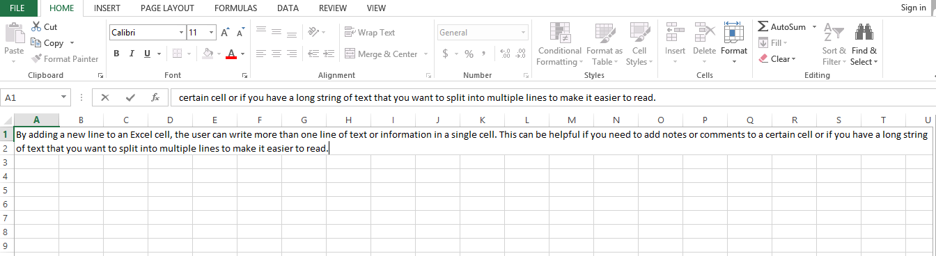 How to Add a New Line in Excel Cell 6
