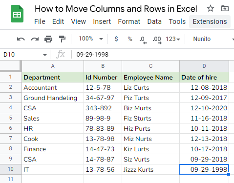 How to Move Columns and Rows in Excel 9