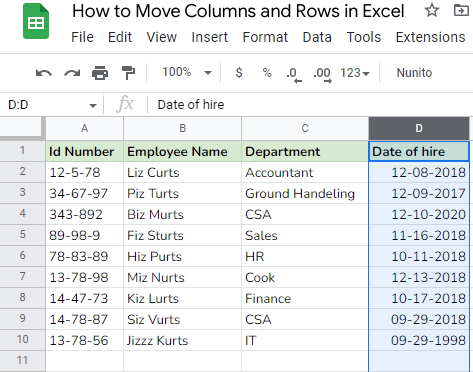 How to Move Columns and Rows in Excel 2