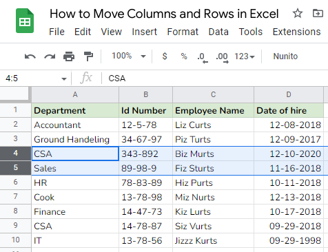 How to Move Columns and Rows in Excel 10