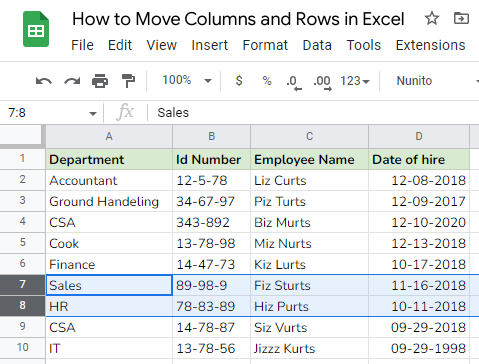 How to Move Columns and Rows in Excel 12